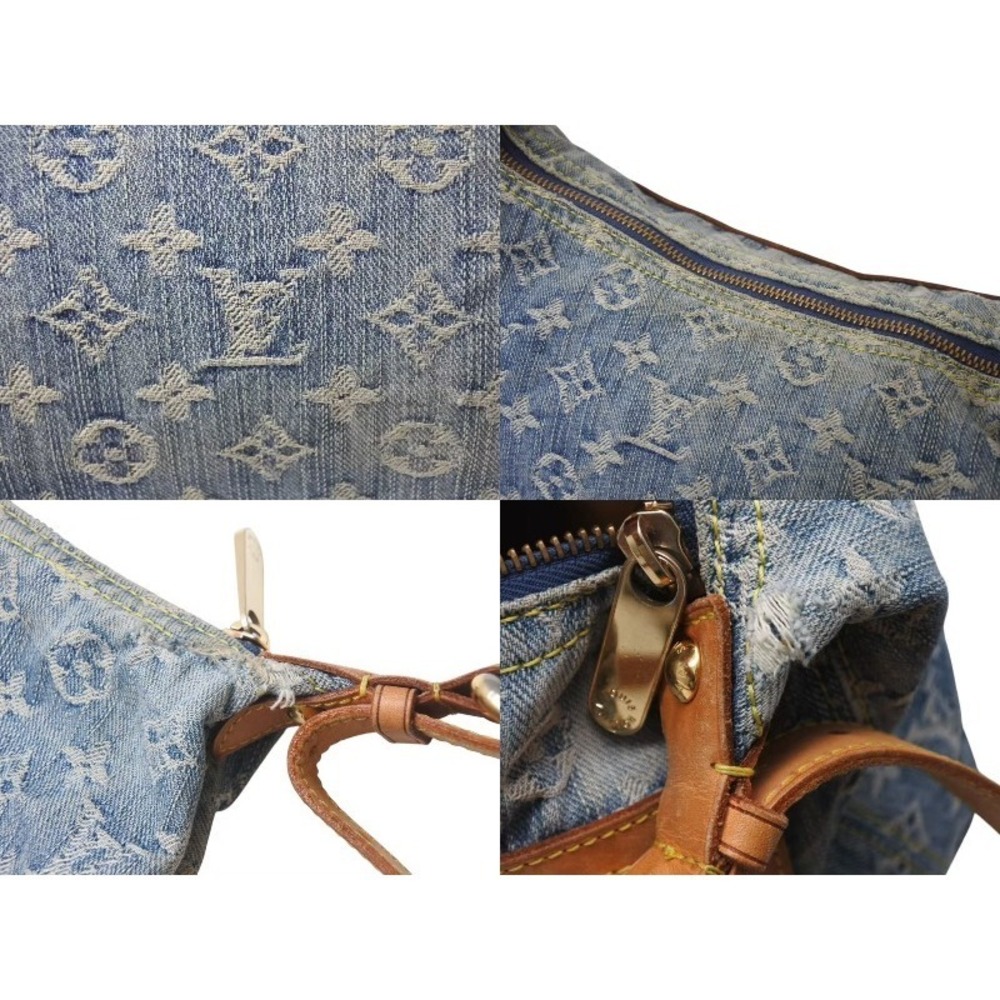 Louis Vuitton Blue Baggy Bag Natural Gold Denim Monogram Shoulder Leather - Picture 8 of 9